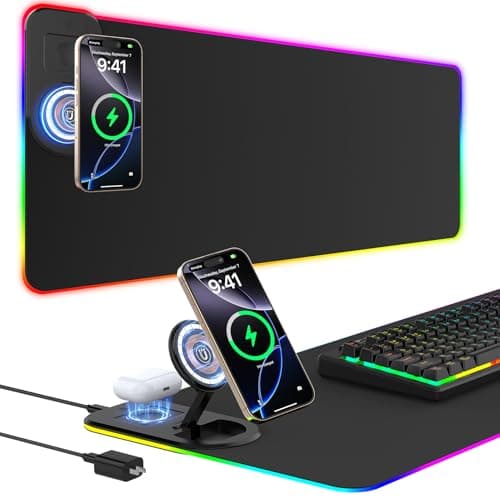 GIM RGB Gaming Mouse Pad Wireless Charging with Foldable Stand 800x350mm