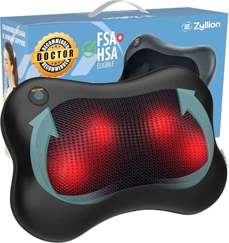 Zyllion Shiatsu Back and Neck Massager with Heat, ZMA-13